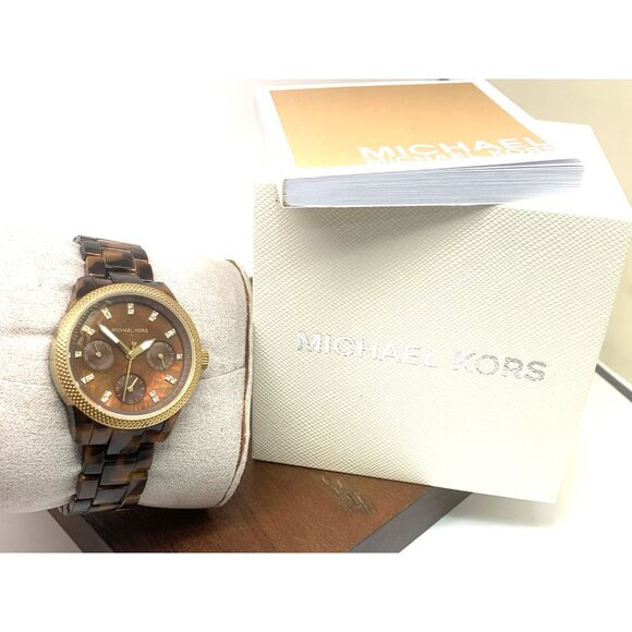 Michael Kors Women's Watch MK5399 Ritz Quartz Gold Tortoise Shell 33mm - Picture 3 of 13